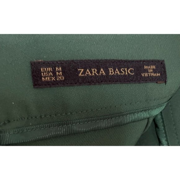 Zara Basic Women's Skirt Medium Dark Green Office Work Knee length Pencil Zipper - Picture 7 of 7